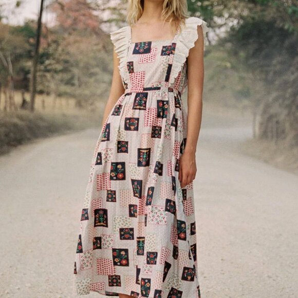 Christy Dawn Dresses & Skirts - Christy Dawn Paz Midi Dress with Lace + Patchwork Floral Print